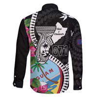 Biba Guam Liberation Day Family Matching Off The Shoulder Long Sleeve Dress and Hawaiian Shirt Tano y Chamoru Latte Stone Black