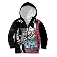 Biba Guam Liberation Day Kid Hoodie Tano y Chamoru Latte Stone Black LT14 Zip Hoodie Black - Polynesian Pride
