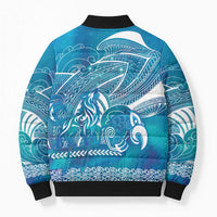 Kuri Dog Waka New Zealand Matariki Bomber Puffer Jacket Ocean Sharks Maori Tattoo