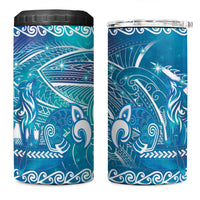 Kuri Dog Waka New Zealand Matariki 4 in 1 Can Cooler Tumbler Ocean Sharks Maori Tattoo