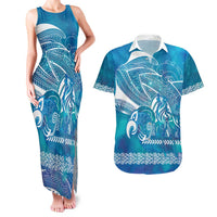 Kuri Dog Waka New Zealand Matariki Couples Matching Tank Maxi Dress and Hawaiian Shirt Ocean Sharks Maori Tattoo
