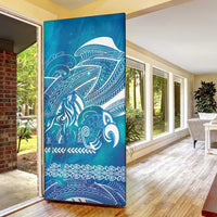 Kuri Dog Waka New Zealand Matariki Door Cover Ocean Sharks Maori Tattoo