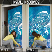 Kuri Dog Waka New Zealand Matariki Door Cover Ocean Sharks Maori Tattoo