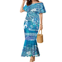 Kuri Dog Waka New Zealand Matariki Family Matching Mermaid Dress and Hawaiian Shirt Ocean Sharks Maori Tattoo