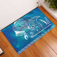 Kuri Dog Waka New Zealand Matariki Rubber Doormat Ocean Sharks Maori Tattoo