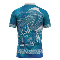 Kuri Dog Waka New Zealand Matariki Zipper Polo Shirt Ocean Sharks Maori Tattoo