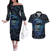 Tuna Eel New Zealand Matariki Couples Matching Off The Shoulder Long Sleeve Dress and Hawaiian Shirt He Piko He Taniwha Maori Pattern