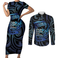 Tuna Eel New Zealand Matariki Couples Matching Short Sleeve Bodycon Dress and Long Sleeve Button Shirt He Piko He Taniwha Maori Pattern