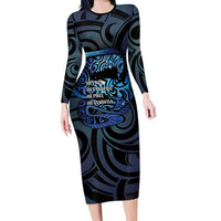 Tuna Eel New Zealand Matariki Family Matching Long Sleeve Bodycon Dress and Hawaiian Shirt He Piko He Taniwha Maori Pattern