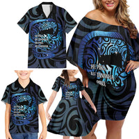 Tuna Eel New Zealand Matariki Family Matching Off Shoulder Short Dress and Hawaiian Shirt He Piko He Taniwha Maori Pattern
