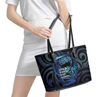 Tuna Eel New Zealand Matariki Leather Tote Bag He Piko He Taniwha Maori Pattern