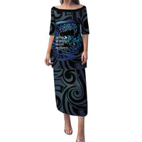 Tuna Eel New Zealand Matariki Puletasi He Piko He Taniwha Maori Pattern LT14 Long Dress Purple - Polynesian Pride