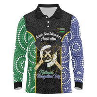 Personalised South Sea Islanders National Recognition Day Long Sleeve Polo Shirt Australia Aboriginal Vanuatu Pig Tusk