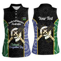 Personalised South Sea Islanders National Recognition Day Women Sleeveless Polo Shirt Australia Aboriginal Vanuatu Pig Tusk