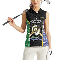 Personalised South Sea Islanders National Recognition Day Women Sleeveless Polo Shirt Australia Aboriginal Vanuatu Pig Tusk