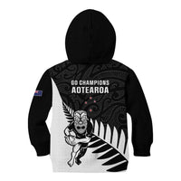 New Zealand Silver Fern Rugby Kid Hoodie All Black Go Champions Maori Pattern LT14