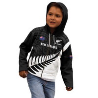 New Zealand Silver Fern Rugby Kid Hoodie All Black Go Champions Maori Pattern LT14