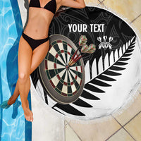 Personalised New Zealand Darts Beach Blanket Silver Fern Aotearoa Maori Pattern - Polynesian Pride