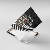 Personalised New Zealand Darts Canvas Wall Art Silver Fern Aotearoa Maori Pattern - Polynesian Pride