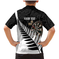 Personalised New Zealand Darts Family Matching Mermaid Dress and Hawaiian Shirt Silver Fern Aotearoa Maori Pattern - Polynesian Pride