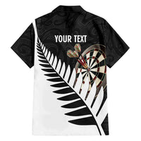 Personalised New Zealand Darts Family Matching Short Sleeve Bodycon Dress and Hawaiian Shirt Silver Fern Aotearoa Maori Pattern - Polynesian Pride