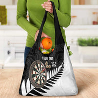 Personalised New Zealand Darts Grocery Bag Silver Fern Aotearoa Maori Pattern - Polynesian Pride