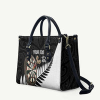 Personalised New Zealand Darts Leather Bag Silver Fern Aotearoa Maori Pattern LT14 Black - Polynesian Pride