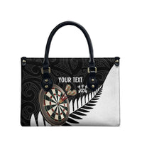 Personalised New Zealand Darts Leather Bag Silver Fern Aotearoa Maori Pattern LT14 - Polynesian Pride