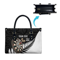 Personalised New Zealand Darts Leather Bag Silver Fern Aotearoa Maori Pattern LT14 - Polynesian Pride