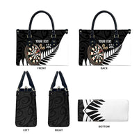 Personalised New Zealand Darts Leather Bag Silver Fern Aotearoa Maori Pattern LT14 - Polynesian Pride