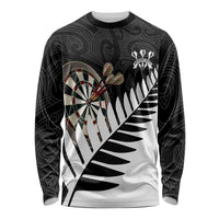 Personalised New Zealand Darts Long Sleeve Shirt Silver Fern Aotearoa Maori Pattern - Polynesian Pride