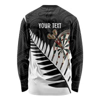 Personalised New Zealand Darts Long Sleeve Shirt Silver Fern Aotearoa Maori Pattern - Polynesian Pride