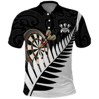 Personalised New Zealand Darts Polo Shirt Silver Fern Aotearoa Maori Pattern - Polynesian Pride