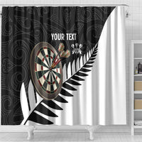 Personalised New Zealand Darts Shower Curtain Silver Fern Aotearoa Maori Pattern - Polynesian Pride