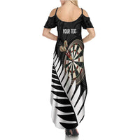 Personalised New Zealand Darts Summer Maxi Dress Silver Fern Aotearoa Maori Pattern - Polynesian Pride