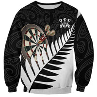 Personalised New Zealand Darts Sweatshirt Silver Fern Aotearoa Maori Pattern - Polynesian Pride