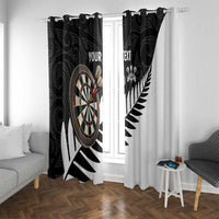 Personalised New Zealand Darts Window Curtain Silver Fern Aotearoa Maori Pattern - Polynesian Pride