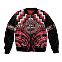 Aotearoa Ngai Te Rangi Personalised Sleeve Zip Bomber Jacket Maori Iwi Poutama Puhoro Tattoo LT14 Unisex Red - Polynesian Pride