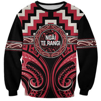 Aotearoa Ngai Te Rangi Personalised Sweatshirt Maori Iwi Poutama Puhoro Tattoo LT14 Unisex Red - Polynesian Pride