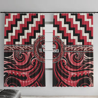 Aotearoa Ngai Te Rangi Window Curtain Maori Iwi Poutama Puhoro Tattoo LT14 With Hooks Red - Polynesian Pride