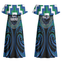 Aotearoa Ngati Ranginui Personalised Couples Matching Off Shoulder Maxi Dress and Hawaiian Shirt Maori Iwi Poutama Puhoro Tattoo LT14 - Polynesian Pride