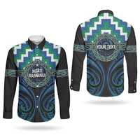 Aotearoa Ngati Ranginui Personalised Couples Matching Off The Shoulder Long Sleeve Dress and Long Sleeve Button Shirt Maori Iwi Poutama Puhoro Tattoo LT14 - Polynesian Pride