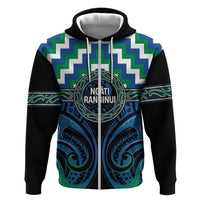 Aotearoa Ngati Ranginui Personalised Hoodie Maori Iwi Poutama Puhoro Tattoo LT14 Zip Hoodie Green - Polynesian Pride