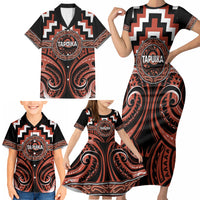 Aotearoa Tapuika Personalised Family Matching Short Sleeve Bodycon Dress and Hawaiian Shirt Maori Iwi Poutama Puhoro Tattoo LT14 - Polynesian Pride