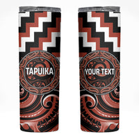 Aotearoa Tapuika Personalised Skinny Tumbler Maori Iwi Poutama Puhoro Tattoo LT14 Red - Polynesian Pride