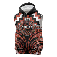 Aotearoa Tapuika Personalised Sleeveless Zip Hoodie Maori Iwi Poutama Puhoro Tattoo LT14 Red - Polynesian Pride