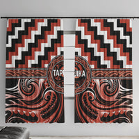 Aotearoa Tapuika Window Curtain Maori Iwi Poutama Puhoro Tattoo LT14 With Hooks Red - Polynesian Pride