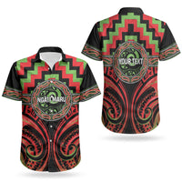 Aotearoa Ngati Maru Personalised Couples Matching Off The Shoulder Long Sleeve Dress and Hawaiian Shirt Maori Iwi Poutama Puhoro Tattoo LT14 - Polynesian Pride
