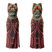 Aotearoa Ngati Maru Personalised Couples Matching Tank Maxi Dress and Long Sleeve Button Shirt Maori Iwi Poutama Puhoro Tattoo LT14 - Polynesian Pride