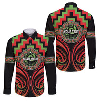 Aotearoa Ngati Maru Personalised Family Matching Long Sleeve Bodycon Dress and Hawaiian Shirt Maori Iwi Poutama Puhoro Tattoo LT14 Dad's Shirt - Long Sleeve Red - Polynesian Pride